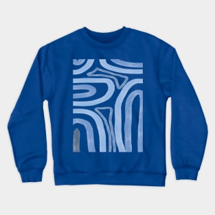 Sea blue curved cool doodle  watercolor Crewneck Sweatshirt